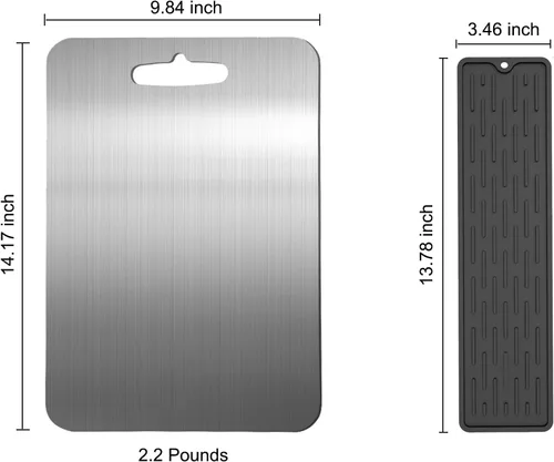 Vista 2 de [Usado] Tabla de cortar de acero inoxidable para cocina, tabla de cortar de acero inoxidable 304, tabla de cortar de metal con acabado de borde