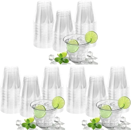Vista 18 de Glowserve Paquete de 50 vasos de plástico transparente de 9 onzas, vasos de plástico azul transparente para cóctel, vasos desechables para fiestas
