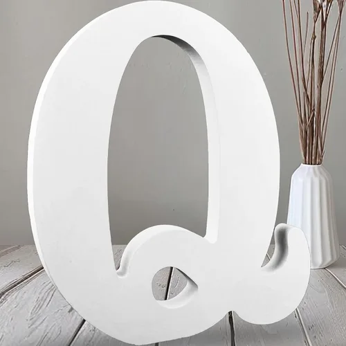 Vista 10 de AOCEAN Letras de madera grandes blancas de 12 pulgadas, letras de madera sin terminar para decoración de pared, letras decorativas de pie