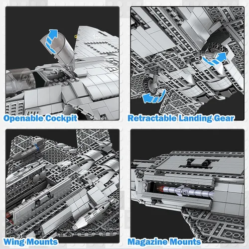 Vista 4 de JMBricklayer Conjunto de Bloques de Construcción del Avión de Combate F-22 Raptor, Juego de Construcción de Avión Militar, Conjuntos de Construcción