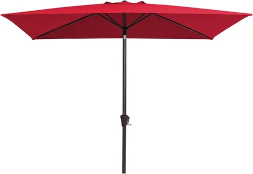 Vista 10 de JEAREY Sombrilla rectangular de olefina de 6.5 x 10 pies, sombrilla rectangular para exteriores con sistema de manivela de inclinación automática