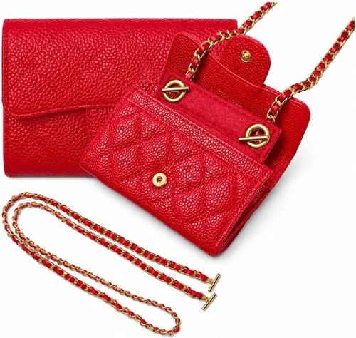 Vista 51 de Kit de conversión de tarjetero para inserto de billetera con solapa pequeña y correa de cadena, billetera pequeña clásica en cadena, kit convertidor