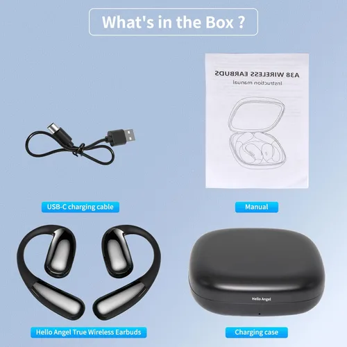 Vista 8 de Auriculares de conducción ósea de oreja abierta, auriculares inalámbricos Bluetooth con micrófono integrado, ajuste seguro y cómodo, batería