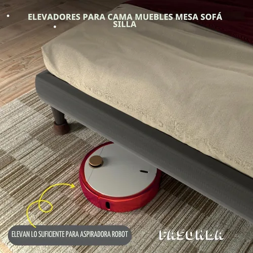 Vista 5 de Elevadores de cama (juego de 4) elevadores de muebles de altura de 2 pulgadas, elevadores de madera maciza de roble para cama, elevadores de muebles