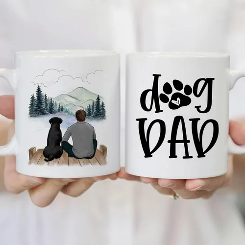 Vista 4 de Gossby Taza de café Dog Dad – Regalo para hombres amantes de los perros labrador retriever negro, regalo de cumpleaños, regalo de Navidad para papá
