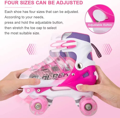 Vista 6 de Patines en línea ajustables para niñas y mujeres, todas las 8 ruedas de los patines de niña brillan, iluminación segura y divertida para niños