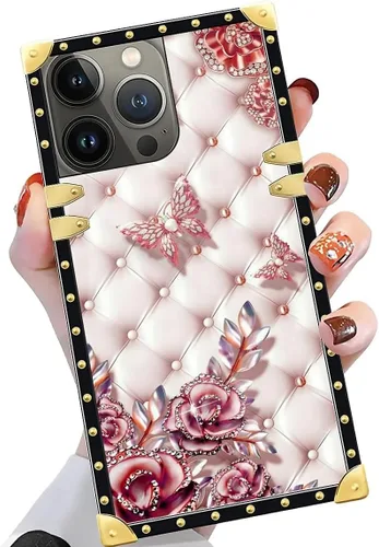 Vista 117 de Funda compatible con iPhone X/Xs, TPU suave de lujo y parte trasera de policarbonato duro para niñas y mujeres, funda protectora a prueba de golpes