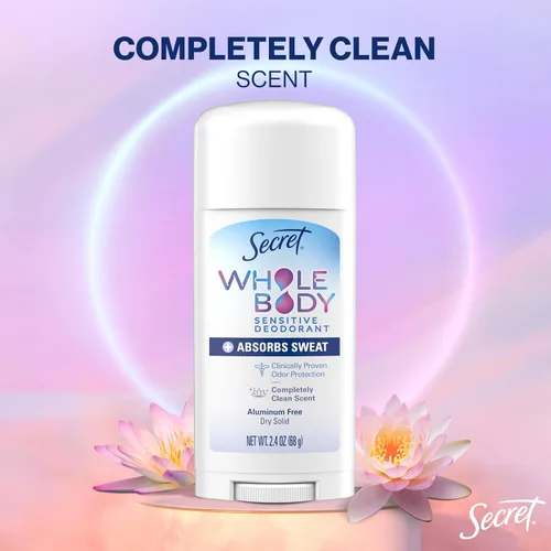 Vista 6 de Secret Desodorante para Todo el Cuerpo en Barra de Secado Rápido + Absorbe el Sudor para Mujeres, Ingredientes Naturalmente Derivados, Aroma