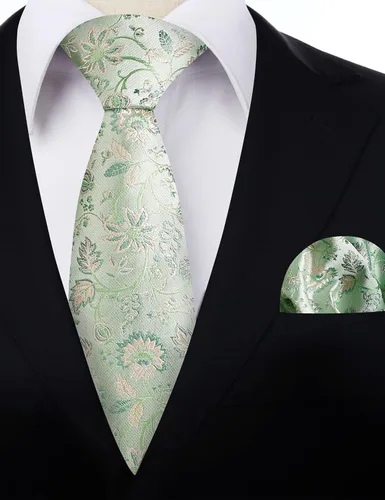 Vista 27 de Alizeal Mens 3.15inches Leaf Flower Pattern Tie with Floral Pocket Square Set