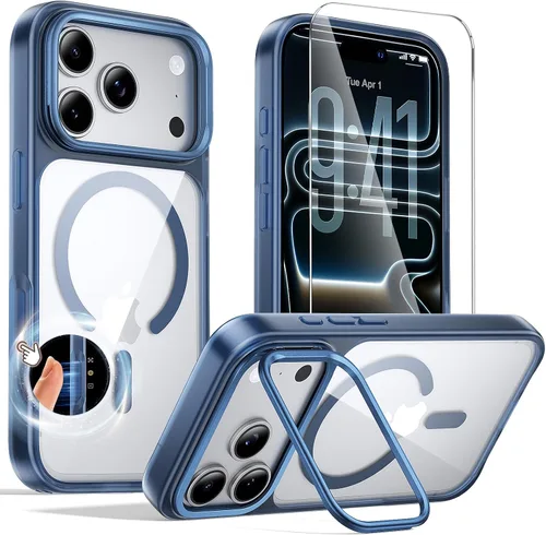 Vista 19 de Tigowos Funda magnética para iPhone 15, resistente a las caídas, sensación de piel mate, a prueba de golpes, ajuste delgado para iPhone 15, negro