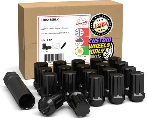 Vista 11 de Wheel Accessories Parts 20 piezas de tuercas de llanta M14x1.5, rosca de 14x1.5, tuerca de seguridad tipo bellota, 1.4" de largo, negras Negro