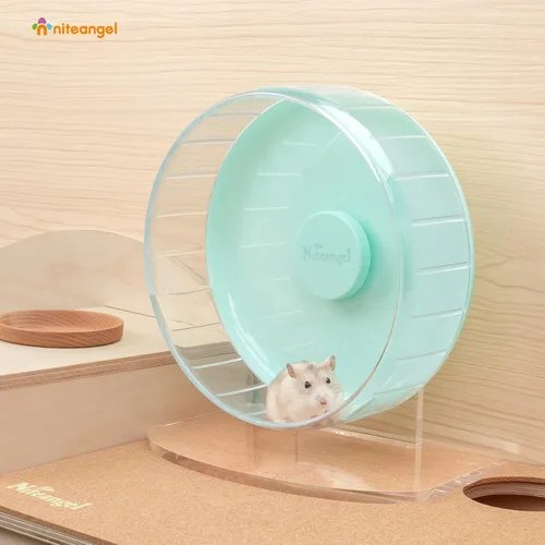 Vista 4 de Niteangel Ruedas de ejercicio súper silenciosas para hámster: ruedas giratorias silenciosas para hámster con soporte ajustable para hámsters, Verde