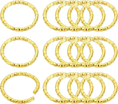 Vista 15 de PATIKIL Anillo con dije de copa de vino de 0.05 x 0.59 pulgadas, paquete de 100 aretes de metal con cuentas trenzadas, anillos abiertos, dorado