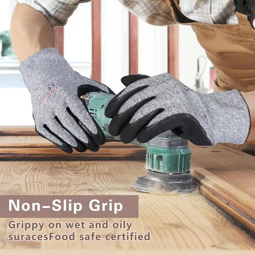 Vista 4 de Guantes resistentes a los cortes con extremadamente ligeros y finos guantes de metal de alambre de nivel 5 para trabajo refinado, 12 pares
