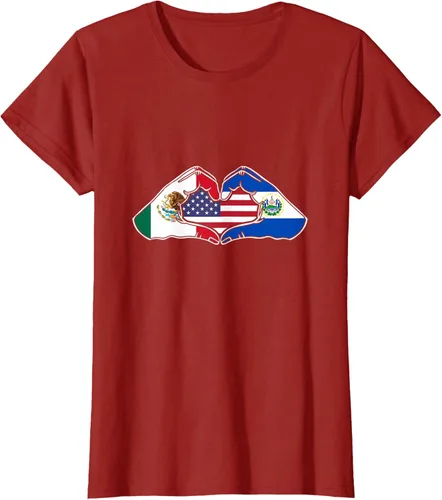 Vista 75 de Corazón manos México, El Salvador y Estados Unidos. Camiseta, Negro