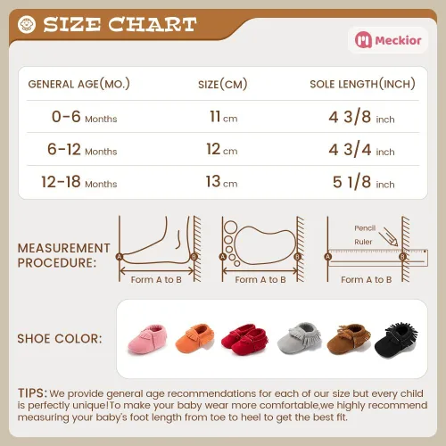 Vista 6 de Meckior Mocasines de primera calidad con borla y lazo para bebés y niñas, con suela suave, antideslizante, para cuna, bautizo, zapatos, Negro