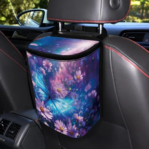 Vista 9 de Talayituse Cubo de basura portátil con estampado de camuflaje de bandera estadounidense, accesorios interiores de vehículos multifuncionales