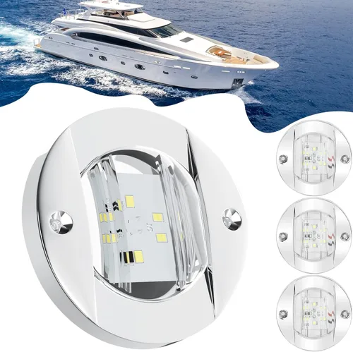 Vista 7 de PSEQT 4 piezas de 7,6 cm Luces LED azul marino para cubierta de barco y luz de ancla de popa - Luces impermeables de 12V para pesca nocturna