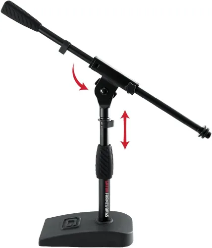 Vista 22 de Gator Frameworks - Soporte de micrófono de base corta y pesada con brazo telescópico y contrapeso de 2.5 libras, ideal para escritorio, grabación
