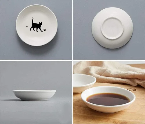 Vista 4 de Platos de cena de cerámica para gatos, platos de condimentos, platos de aperitivos, cuenco de inmersión