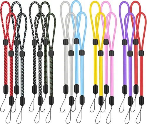 Vista 12 de Paquete de 10 cordones de muñeca ajustables extralargos, color negro