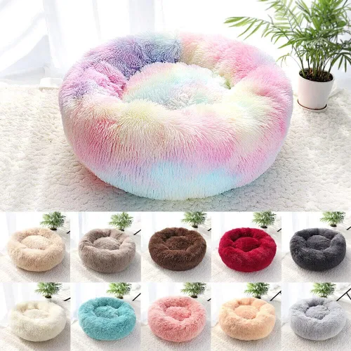 Vista 8 de Camas para gatos de interior – Cama para gatos lavable de 20/24 pulgadas, camas para perros pequeños y medianos, antiansiedad, cama redonda de felpa