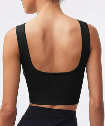 Vista 5 de CHYRII Paquete de 3 camisetas de verano para mujer, cuello cuadrado, acanaladas, básicas, sin mangas