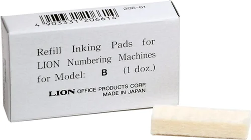 Vista 3 de Lion Almohadilla de tinta de repuesto para máquinas de numeración automáticas modelo A, 12 almohadillas/caja, 1 caja (PAD-A)