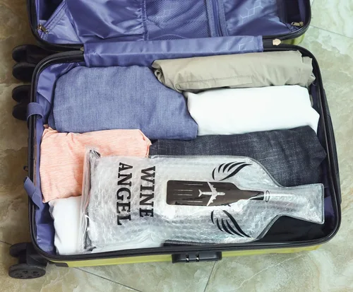 Vista 7 de [PROTECCIÓN MEJORADA] Juego de 4 (8 piezas) Bolsas de Vino Reutilizables para Viajes, Protector de Viaje de Vino, Funda de Viaje para Botella