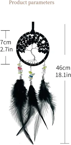 Vista 2 de Atrapasueños negro para espejo retrovisor de coche, accesorios de espejo retrovisor hecho a mano, pequeño atrapasueños decoración colgante regalos
