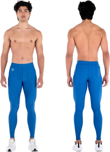Vista 2 de Kapow Meggings Leggings de compresión para hombre con bolsillos y almohadilla Azul (Admiral Blue)