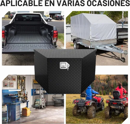 Vista 6 de TUFFIOM Caja de Herramientas para Cama de Camión de Aluminio de 33", Caja de Herramientas de Remolque de Placa Diamantada de Servicio Pesado