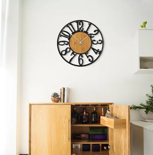 Vista 4 de LEIKE Relojes de Pared Grandes, Silenciosos, Sin Tictac, Funcionan con Baterías, Rústico Redondo Moderno Gran Reloj de Pared de Madera para Sala