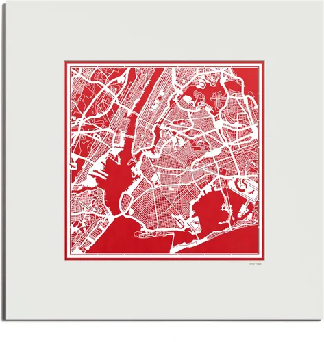 Vista 127 de O3 Design Studio San Diego, CA Paper Cut Map Matted Grey 20x20 in Paper Art