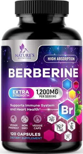 Vista 10 de Berberine HCL Blend 1200mg por porción – Alta absorción, suplemento de berberina extra fuerte – Salud avanzada del corazón y apoyo inmunológico