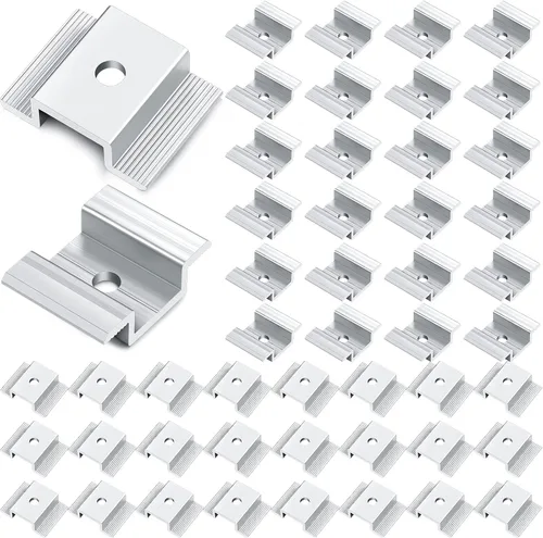 Vista 9 de Paquete de 12 abrazaderas centrales para panel solar de 1.06 pulgadas, accesorios de montaje de aluminio, abrazadera media solar de aluminio