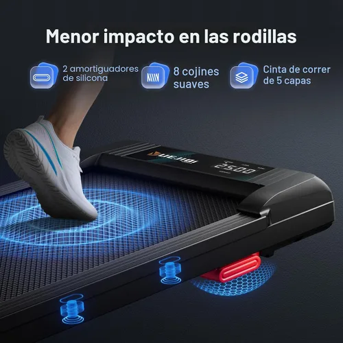 Vista 4 de YUEJIQI - Alfombrilla de caminar Yueiqi para debajo del escritorio con inclinación para el hogar y la oficina, alfombrilla rodante portátil de 2.5