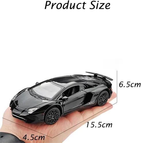 Vista 5 de iLooboo Vehículo de juguete coleccionable de aleación Aventador negro con luces y sonido