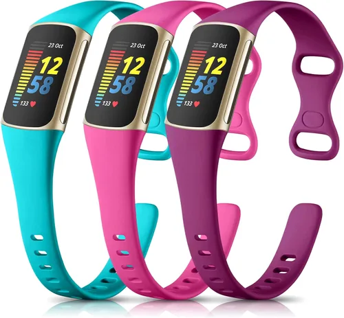 Vista 18 de Maledan Compatible con bandas Fitbit Charge 5 para mujeres y hombres, correa delgada transpirable de silicona suave para deportes, accesorios