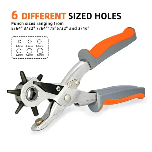 Vista 2 de Perforadora de cuero resistente, perforadora de agujeros de varios tamaños para cuero, cinturón, correas de reloj, silla de montar, tarjetas