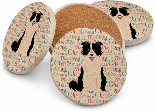 Vista 156 de Abyssinian Sand Terrier Merry Christmas - Posavasos grandes de piedra arenisca (4 unidades)