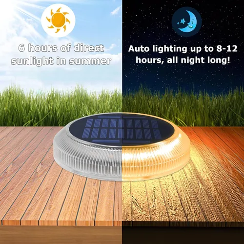 Vista 5 de WILLED Luces solares para escalones – Luces solares para terraza al aire libre IP65 impermeables, paquete de 4 – blanco cálido, alimentado por
