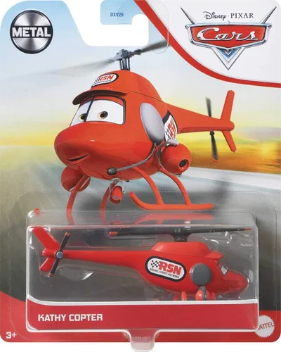 Vista 4 de Disney Cars Kathy Copter, juguete coleccionable en miniatura para automóvil basado en películas de autos, para niños de 3 años en adelante