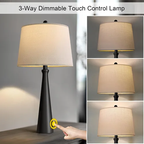 Vista 3 de Oneach Lámparas de mesa de 25.75 pulgadas para sala de estar, lámpara de noche regulable de 3 vías, con control táctil regulable de 3 vías, moderna