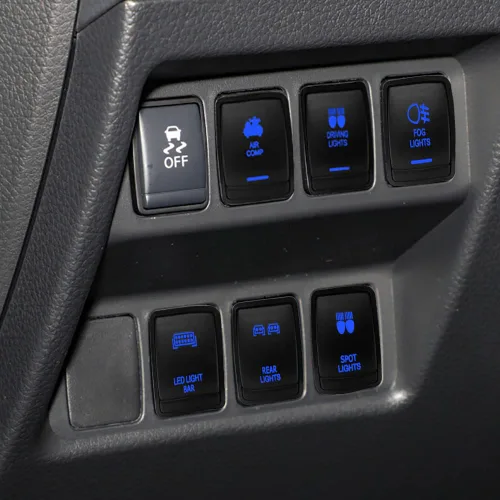 Vista 5 de Interruptor de botón para compresor de aire azul de 12 V para Nissan Qashqai Pathfinder R52 Navara NP300 X-Trail T32 Interruptor de consola