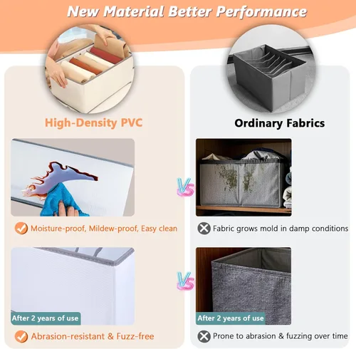 Vista 3 de EASEVE Organizador de armario y almacenamiento para ropa, organizador de cajones plegables de 7 rejillas para jeans, pantalones, camisas, leggings