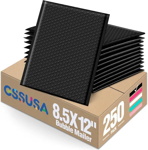 Vista 29 de GSSUSA Paquete de 100 sobres de burbujas negras de 4 x 8 y 6 x 10 pulgadas Negro