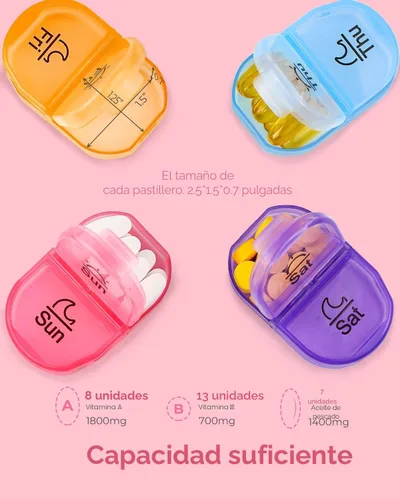 Vista 3 de AMOOS Lindo organizador de pastillas 2 veces al día, pastillero de cuero PU para mujer, pastillero semanal portátil para bolso con bolsa