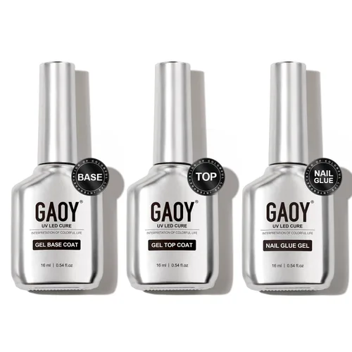 Vista 17 de GAOY 16ml 4 Piezas Juego de Capa Superior de Gel Brillante y Capa Base, Sin Limpieza, Combinación para Esmalte de Uñas con Curación UV