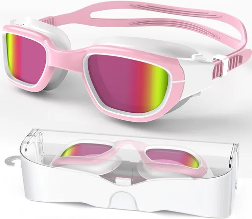 Vista 15 de Gafas de natación polarizadas, gafas de natación unisex para adultos, antivaho, anti UV, vista amplia, gafas de piscina para hombres y mujeres